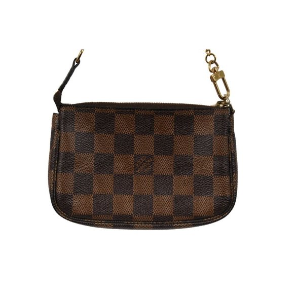 Louis Vuitton LV Damier Ebene Mini Pochette Accessories Brown Canvas Clutch - Picture 6 of 13